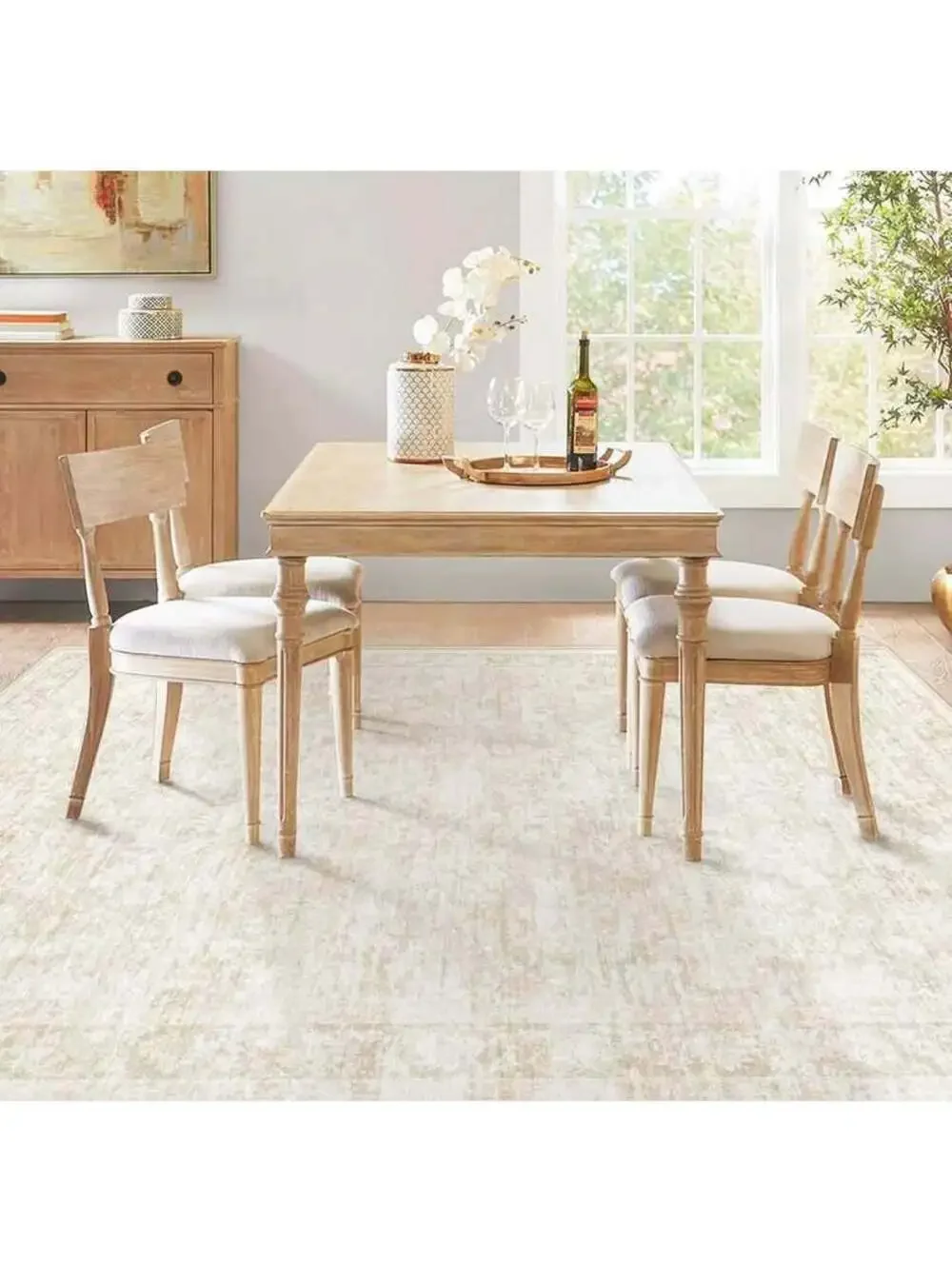 6’x9’ Rug Washable Vintage Floral Rug Non-Slip Boho Carpet